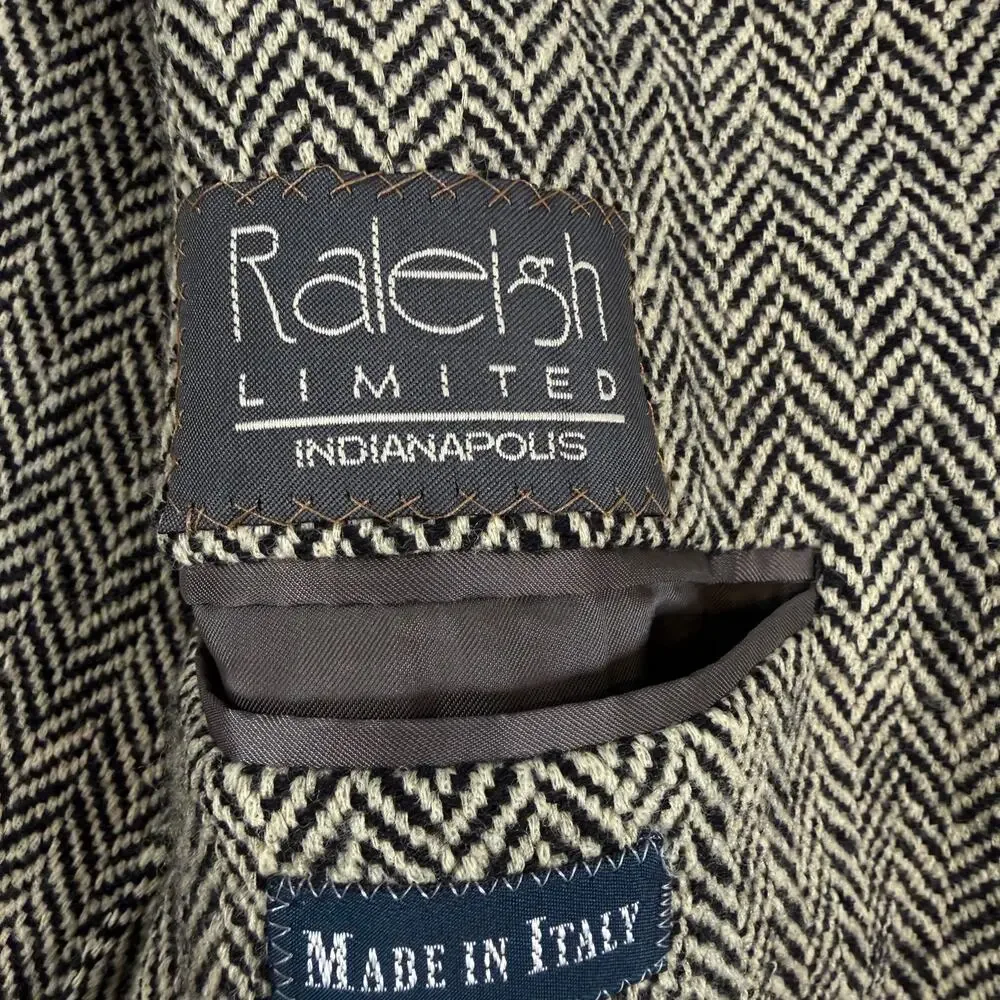 Polo Ralph Lauren Herringbone Wool Blazer Italy Blue Label 42 Brown